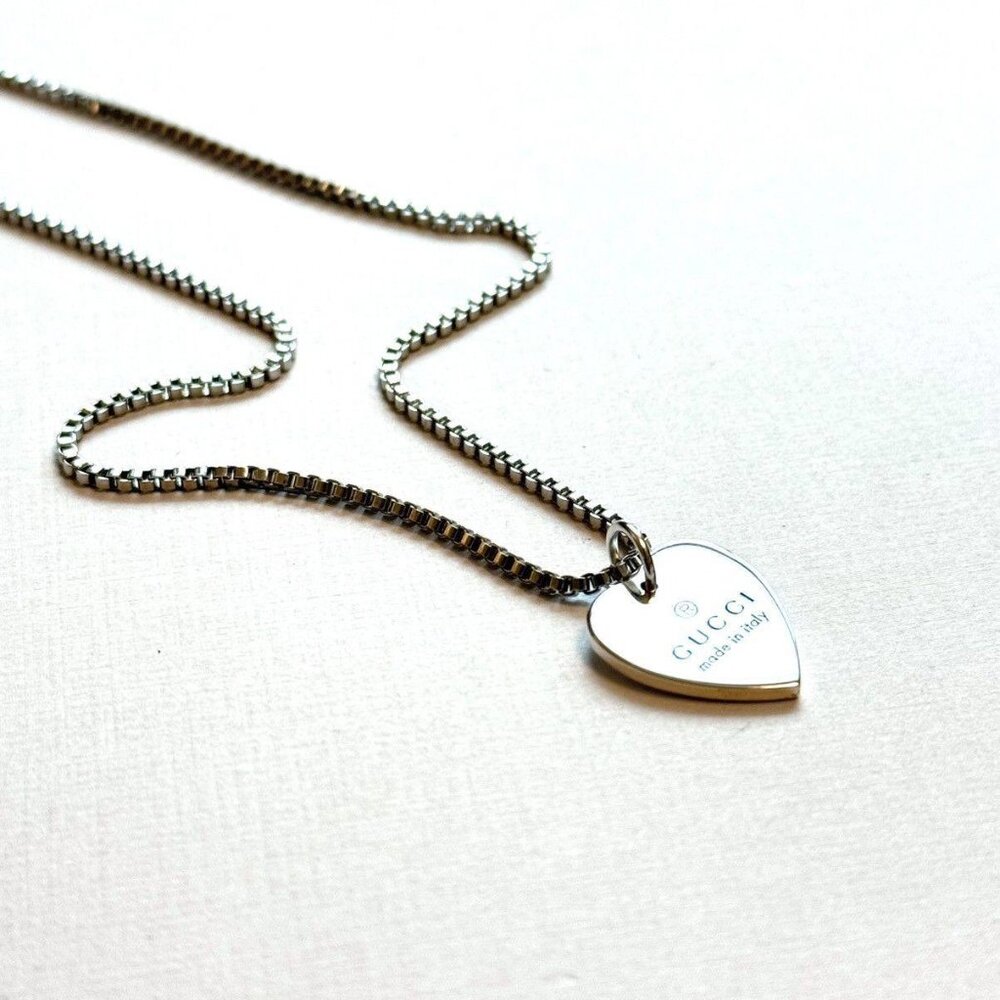 Gucci .925 Silver Big Heart Pendant on Chain/Necklace